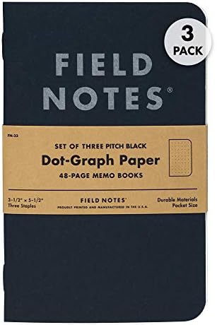 Notas de campo Livros de memorando preto de 3 pacote, ponto-graf, 48 páginas | Caderno de EDC de tamanho fino de bolso com