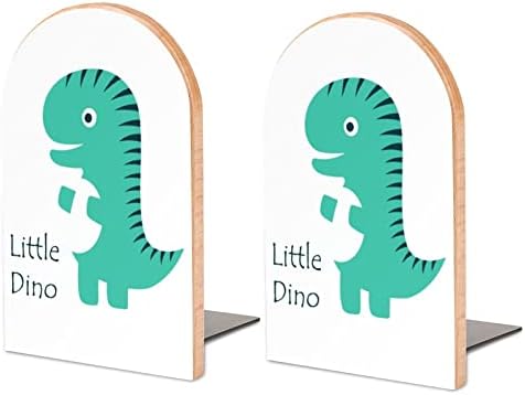 Lartinho fofo Dino Wood Decorativo Livros Livros não esquisitos End para prateleiras 1 par 7 x 5 polegadas
