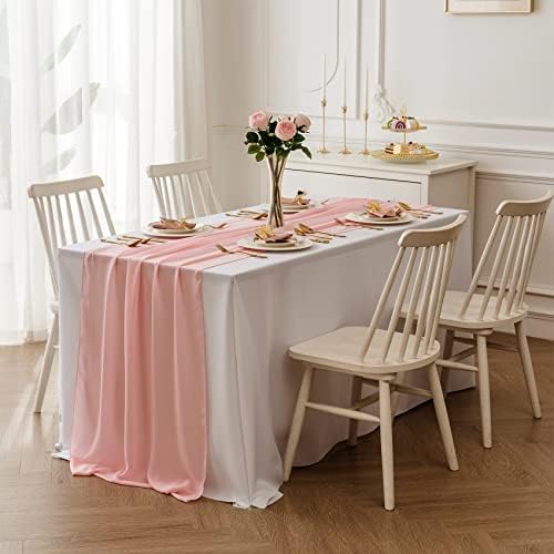 1pack de 10 pés de mesa de chiffon corredor de 29x120 polegadas de mesa romântica para festa de aniversário para festa de