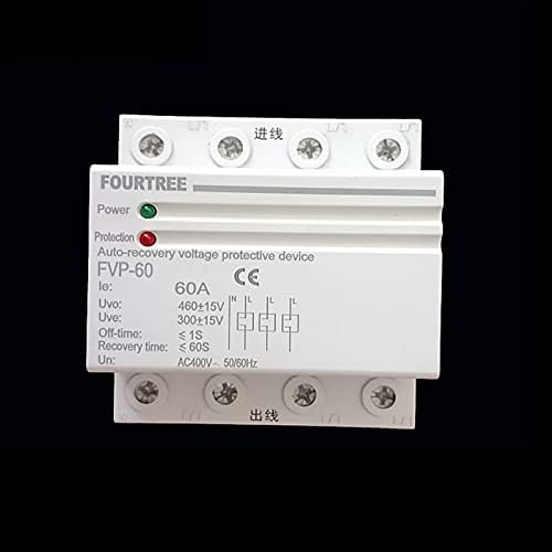 Hifasi 1pcs fvp 380v 3p+n Din Rail Recuperação Automática Reconexão automática sobre e sob tensão Device de proteção 40A