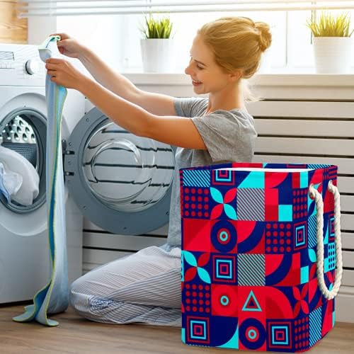 Deyya Cestas de lavanderia à prova d'água Alto resistente e colorido cesto de estampa geométrica para crianças adultos meninos