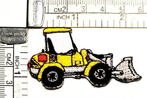 Kleenplus 2pcs. Mini Backhoe Tractor Bordado Bordado adesivo de tecido de tecido amarelo Cartoon Ferro de desenho animado em costura