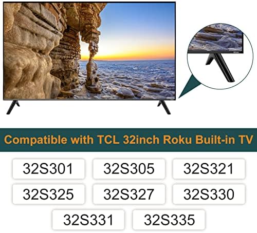 Base de TV Stand para TCL Roku TV, base Base para TCL 32 polegadas TV Stand pernas 32S330 32S327 32S325 32S321 32S305 32S301, Substituição de base de TV para TCL com parafusos, fácil de instalar