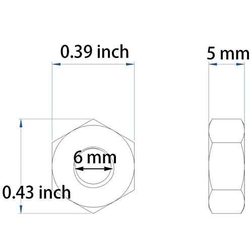 60 PCs 1/4 -20 304 nozes de aço inoxidável para melhoria da casa e acessórios industriais, 6 mm