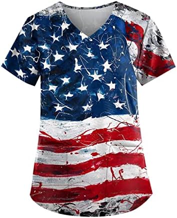 Camisa do Dia da Independência, tampas de limpeza plus size para mulheres 4º de julho Camisetas em V-deco