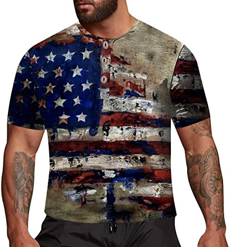 Camisas de treino de verão bmiSegm para homens bandeira americana masculina manga curta do dia de manga curta, camisetas pesadas camisetas