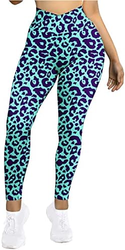 Leggings de ioga de cintura feminina estampa de leopardo amanteigado de cintura alta de cintura alta de cintura alta