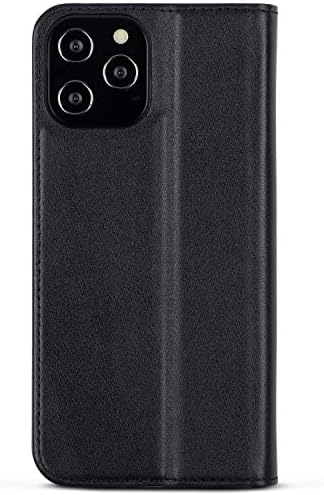 iPhone 12 Pro Max Leather capa Tampa preta - Kanvasa Pro Premium Genuine Leather Wallet Book Folio Case para o iPhone 12 Pro Max - Ultra Thin com fechamento magnético