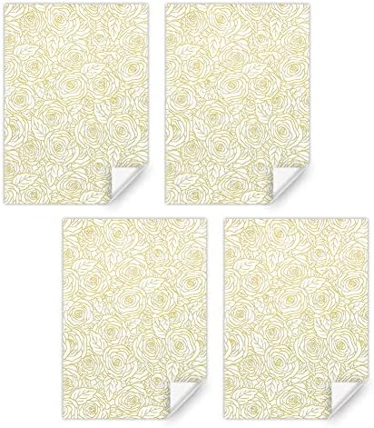 Papel de embrulho de rosas sobre papel de embrulho de presente branco 4 lençóis dobrados 20x30 polegadas por folha, embrulho
