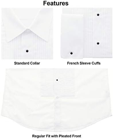 Camisa de smoking masculino de Milani com punhos franceses e colarinho de deito