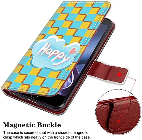 Caixa de carteira de Deweidirect adequada para iPhone 11 Pro Max com padrão de impressão de coração feliz, couro PU superior,