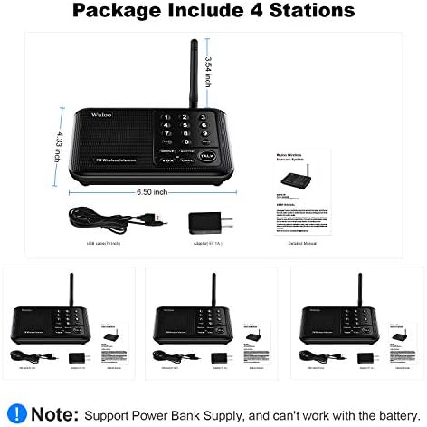 Wuloo intercomita Wireless para casa 5280 pés Faixa de 10 canais 3 Código, sistema de intercomunicação sem fio para escritório