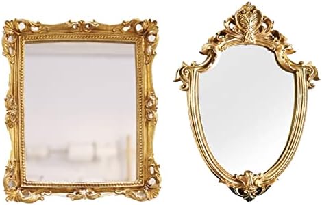 Lemonadeus Pequeno espelho de maquiagem decorativa de maquiagem de ouro de ouro para espelhos vintage para espelho