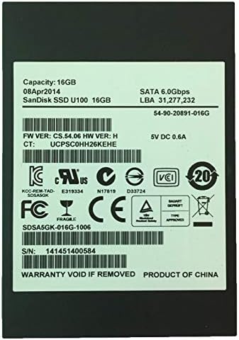 7mm 2,5 16GB SSD HDD SATA 3.0 III 6GB/S MLC DUSTO RUSTO FRU 04X1709 Compatível U100 SDSA5GK-016G-1001