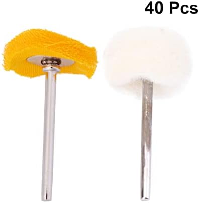 Doitool 80pcs Little e polimento de tampão com roda rotativa de superfície para amarelo com ferramenta de algodão de pano de bola maçaneta de espelho+ broca de perfuração Mini Mini