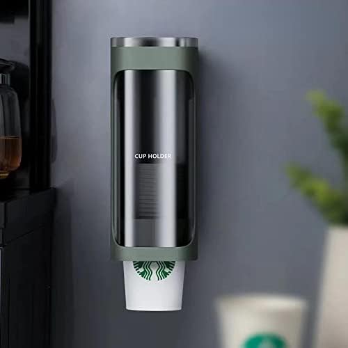 TUSCR Dispensador de copo automático de copo descartável, dispensador de água portador de papel de copo de copo de parede montado em casa de armazenamento sem sopa de orifício - verde -verde - verde