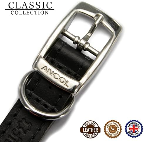 Ancol Heritage Leather Collar Black 26-31cm Tamanho 2
