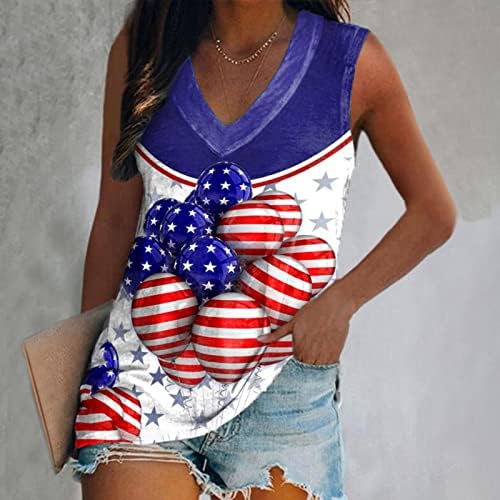 Tanques de bandeira feminina EUA Tops 4 de julho Camisa patriótica American Flag Flag Graphic Tees Lace Floral Flowy Tank Camisetas