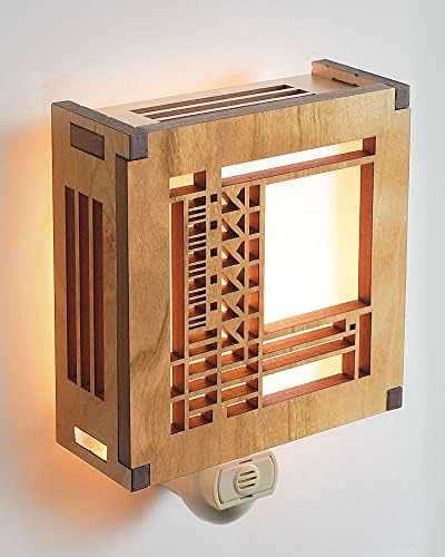 Frank Lloyd Wright Bach House Hardwood Night Light com sensor de luz