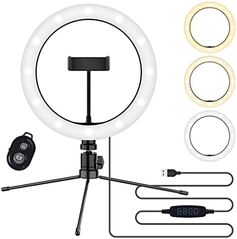 Bright selfie Ring Tri-Color Light Compatível com o seu LG E455 10 polegadas com remoto para transmissão ao vivo/maquiagem/youtube/tiktok/vídeo/filmagem