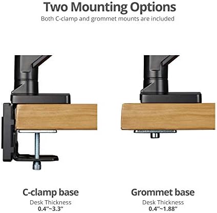 Montagem da mesa do monitor duplo Siig, 17 a 35, mola de gás premium para serviço pesado, se encaixa em dois monitores