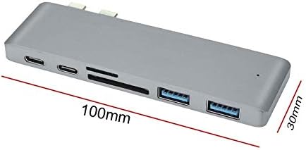 Chysp multifuncional hub USB-C, hub USB 6 em 1 Adaptador de hub USB-C tipo C DUAL USB 3.0 PORT