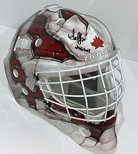 Ann -Renee Desbiens assinou a equipe de máscara de goleiro f/s Canadá 2022 Olympics PSA COA - Capacetes e máscaras autografadas da NHL