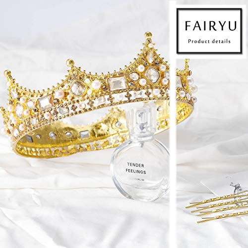 Fairyu Gold Barroce Crown vintage e Tiaras Pearl Crystal Bride Crowns Wedding Tiaras Bridal Wedding Hair Acessórios para mulheres