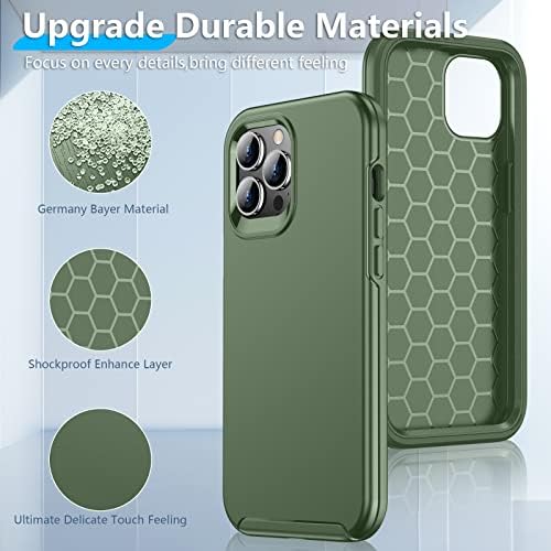Red2Fire para iPhone 13 Pro Max Case, [Shopfroft] [Dropproof] [Prova de poeira] Com [protetor de tela de vidro temperado de 2 pacote] Caixa de telefone protetor para iPhone 13 Pro Max -6,7 polegadas verde escuro escuro