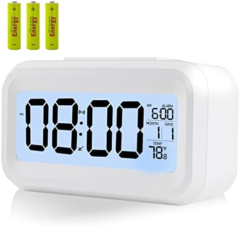 Despertador digital PXY para crianças, crianças despertadoras com temperatura interna e ajuste de sensor de luz, pequenos despertadores