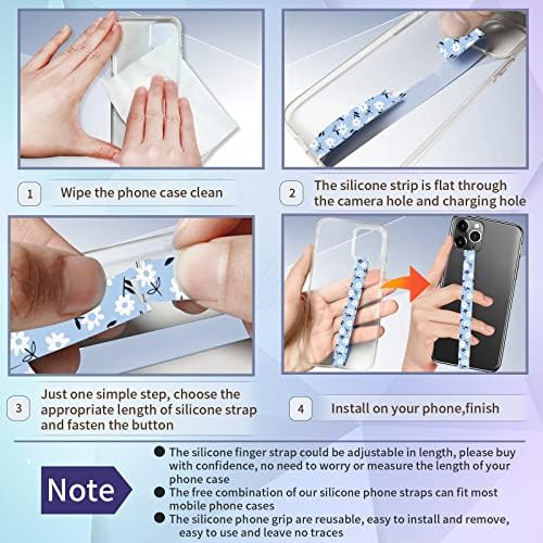 Grip do telefone de silicone ukon, 2022 Upgrade 2 PCS Strap tira reutilizável Porta de dedo de mão com três tiras de silicone