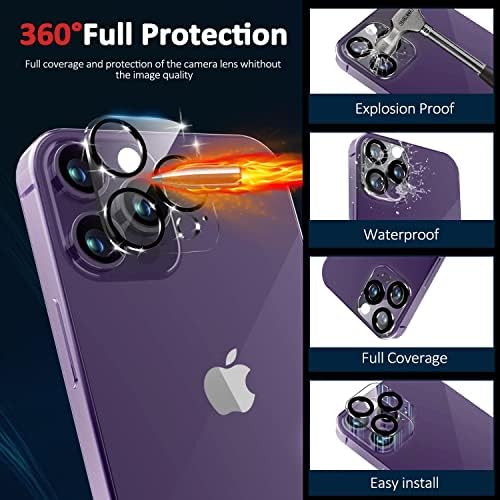 Ymhml [3+3] 3 Pacote iPhone 14 Protector de tela Pro com 3 protetor de lente de câmera de pacote, atualização de vidro temperado protetor de tela inteira para iPhone 14 Pro, instalação fácil de bolhas hd transparente
