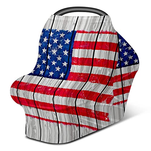 Capas de assento de carro para bebês bandeira americana listras vermelhas estrela estrelas de madeira cinza celeiro cobertura de