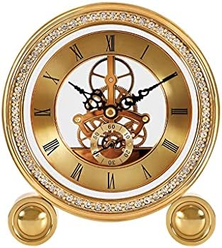 Relógios de mesa de bronze uxzdx, relógios de mesa para decorações de mesa da sala de estar, relógios de mesa para
