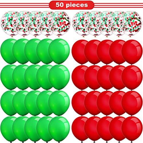 50 peças Balões de Natal Confetti Balões Balões de Latex para suprimentos de decoração de festas, 12 polegadas