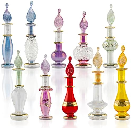 Genie de gênio artesanal soprado garrafas de perfume em miniatura para perfumes e óleos essenciais, conjunto de 20 frascos decorativos, cada um de 2 de altura e cores variadas