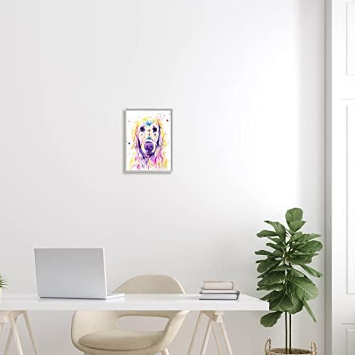 Stuell Industries Vivid Retriever Dog Pet Retrato Giclee Arte da parede emoldurada, design de Jen Seeley