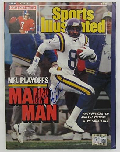 Anthony Carter assinado Autograph Sports Illustrated Magazine 1/18/88 Edição B - Revistas Autografadas da NFL
