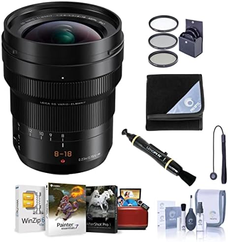 Panasonic lumix g leica dg vario-elmarit 8-18mm f/2.8-4 lente asférica para micro quatro terços, pacote com kit de filtro