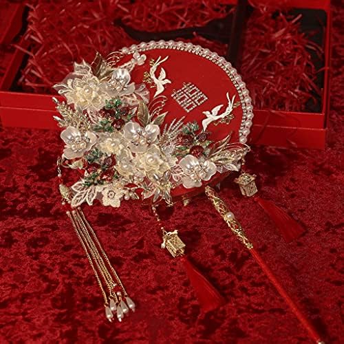 JKUYWX Vintage Fãs de Casamento Decativo Vintage Fãs Tradicionais Fãs de Taxagem Vermelha Fãs Holos Bride Propo Ornamentos