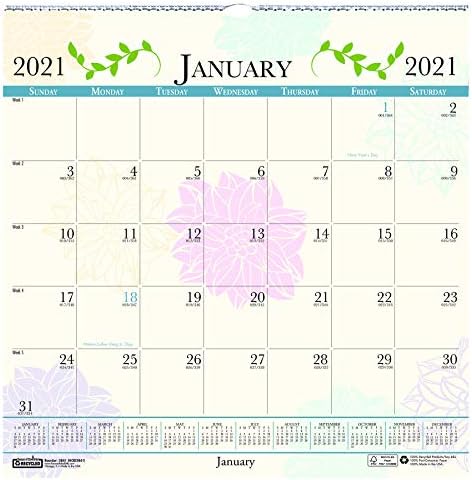 House of Doolittle 2021 Monthly Wall Calendar, Floral caprichoso, 12 x 12 polegadas, janeiro a dezembro