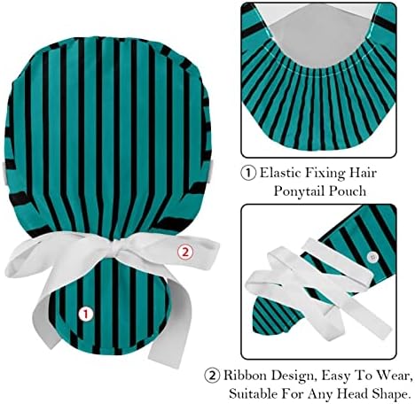 2 peças Capinha de trabalho ajustável com botões e gravata de fita para mulheres cabelos longos, fundo de bola de beisebol