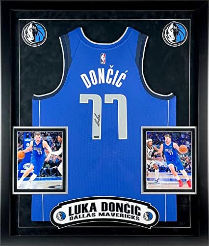 Luka Doncic assinou autografou Dallas Mavericks Jersey emoldurado