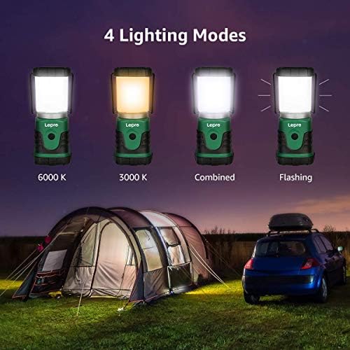 Lepro liderou a lanterna de acampamento, mini -lanterna de acampamento, 350lm, 4 modos de luz, 3 lanterna de lanterna alimentada por bateria para casa, jardim, caminhada, camping, bateria não incluída