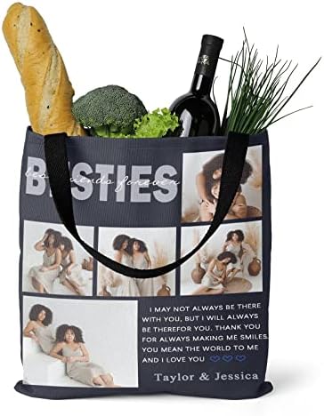 Keepassion Saco de Tote personalizado com foto e texto - Bolsa de supermercado reutilizável personalizada para presentes
