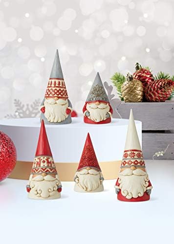 Enesco Jim Shore Heartwood Creek Nordic Noel Snowflake Hat gnome Merry Mischief Fatupe, 7,13 H, vermelho, branco sujo