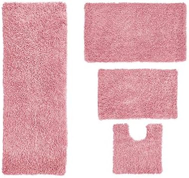 Home Weavers Fantasia Bath Algodão absorvente, tapete macio, lavagem da máquina seca, 17 x24/21 x34/20 x20/21 x54, rosa