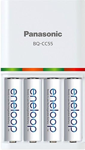 ENELOOP Panasonic BK-3MCCA16FA AA 2100 Ciclo NI-MH Baterias recarregáveis ​​pré-carregadas e BQ-CC55SBA Bateria individual avançada