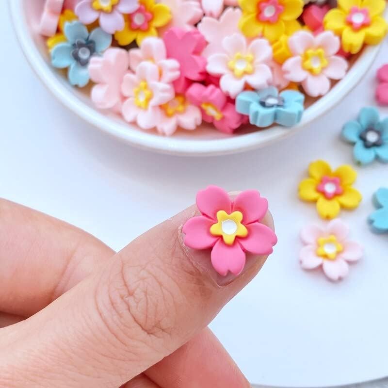 20pcs/bolsa Flores coloridas decoração Diy enxerto de unhas Acessórios Charm Nail Art Jewelry -