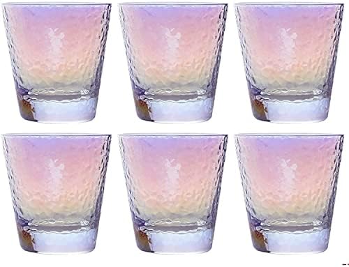 Copo de copo de vidro martelado colorido copo de copo de copo de bebida opcional sem chumbo de vidro de vidro colorido de vidro com copos de bebida